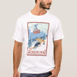 Jackson Hole, Wyoming Skier und Tram T-Shirt<br><div class="desc">Jackson Hole,  Wyoming Skier und Tram Vintage Travel Poster wurde 2007 gegründet. Dieses Bild zeigt Szenen aus dem Grand Teton National Park,  WY.</div>