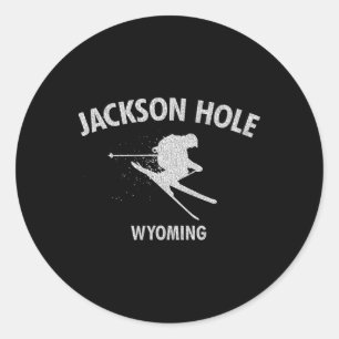 Jackson Hole Wyoming Skifahren Ski Geschenk T-Shir Runder Aufkleber