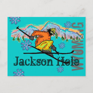 Jackson Hole Wyoming Skispass Postkarte