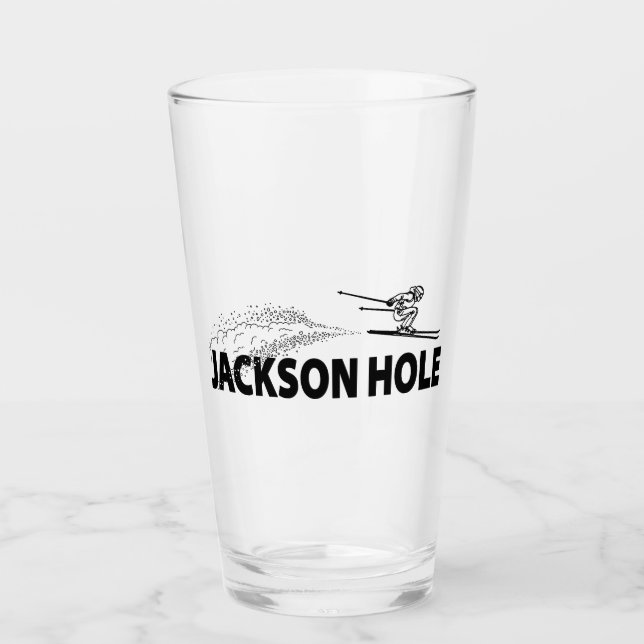 Jackson Hole Wyoming Skispringer Glas (Vorderseite)