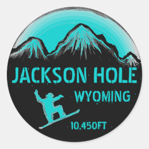 Jackson Hole Wyoming turquoises stickers snowboard