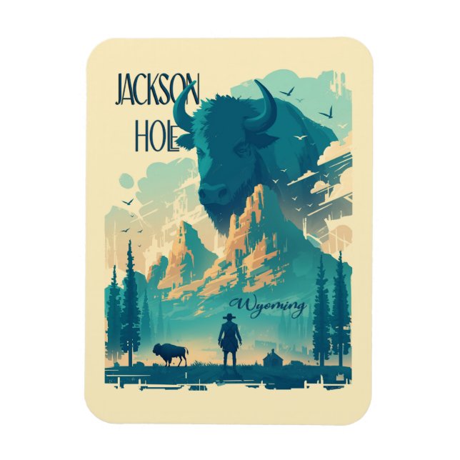 Jackson Hole Wyoming Vintag Magnet (Vertikal)