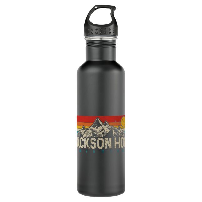 Jackson Hole Wyoming Vintag Mountains Pride Gesche Edelstahlflasche (Vorderseite)