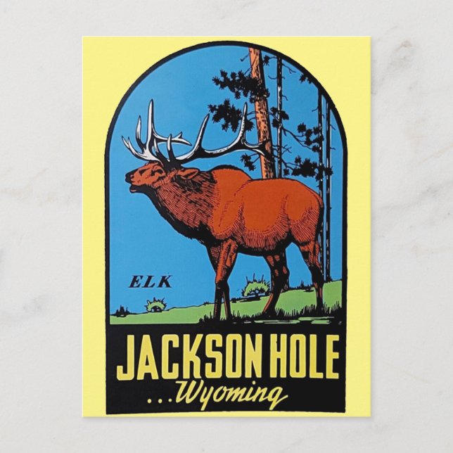 Jackson Hole Wyoming Vintage Reise Postkarte (Vorderseite)