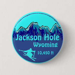 Jackson Hole Wyomoming blauer Skikartenknopf Button