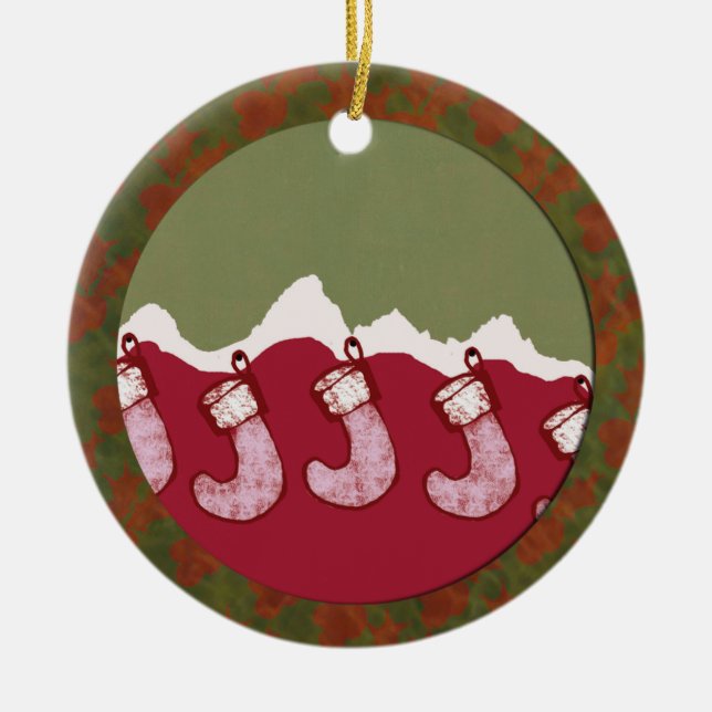 Jackson- HoleweihnachtsStrumpf-Familienverzierung Keramik Ornament (Vorne)