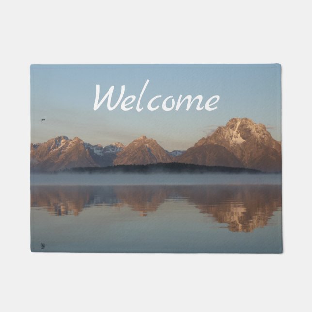 Jackson Lake Dam Reflection in Grand Teton Park Fußmatte (Vorderseite)