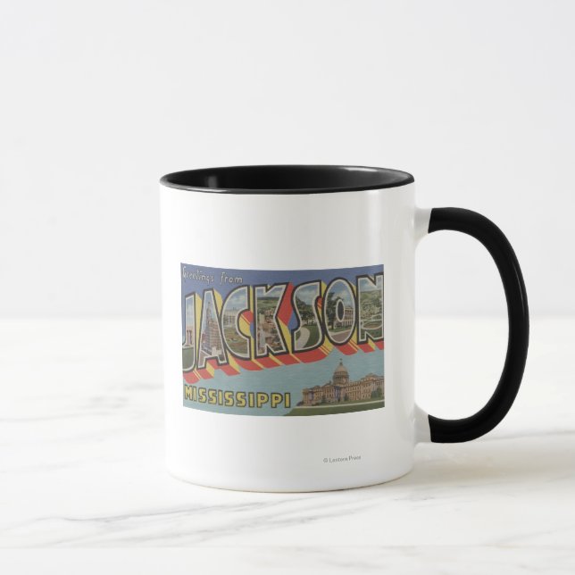 Jackson, Mississippi - Große Buchstabenszenen Tasse (Rechts)