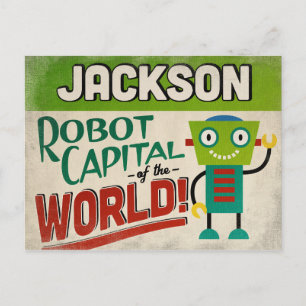 Jackson Mississippi Roboter - Lustige Vintage Postkarte