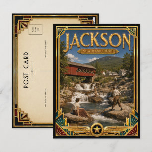 Jackson New Hampshire Vintage Art Deco Golden Age Postkarte
