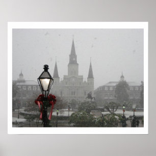 Jackson-Quadrat, St.- Louiskathedrale im Schnee Poster