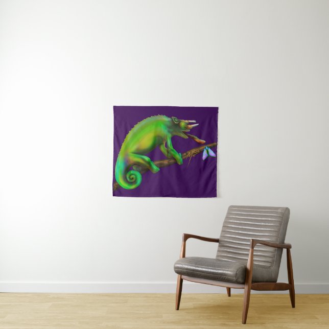 Jackson’s Chameleon Aiming  Wandteppich (Beispiel (Horizontal))