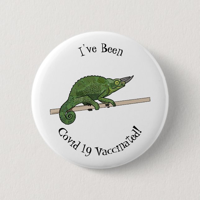 Jacksons Chamäleon-Cartoon-Abbildung Button (Vorderseite)