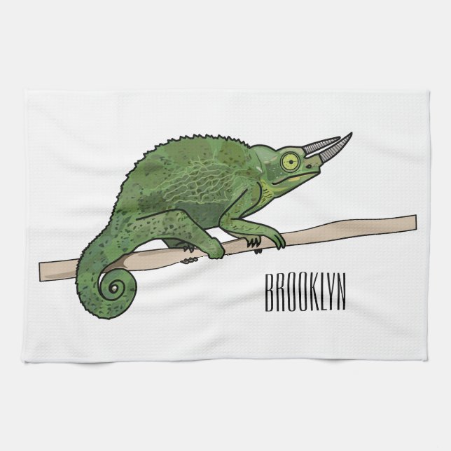 Jacksons Chamäleon-Cartoon-Abbildung Geschirrtuch (Horizontal)