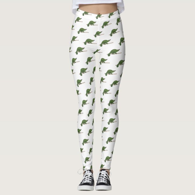 Jacksons Chamäleon-Cartoon-Abbildung Leggings (Vorderseite)