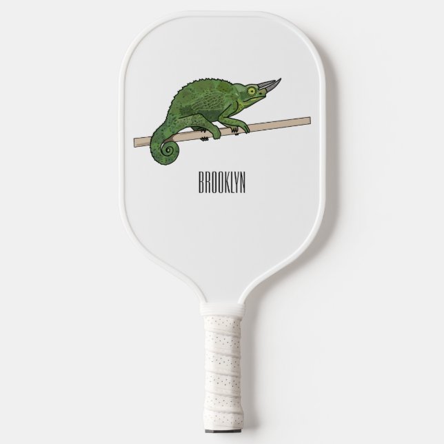 Jacksons Chamäleon-Cartoon-Abbildung Pickleball Schläger (Vorderseite)