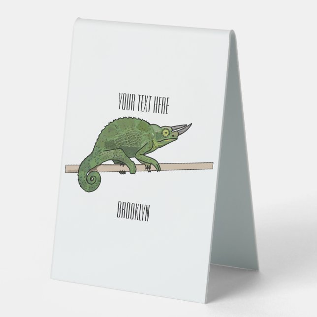 Jacksons Chamäleon-Cartoon-Abbildung Tischaufsteller (Vorderseite)