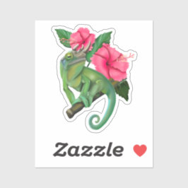Jackson's Chameleon mit Hibiskus Aufkleber