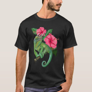 Jackson's Chameleon mit Hibiskus T-Shirt