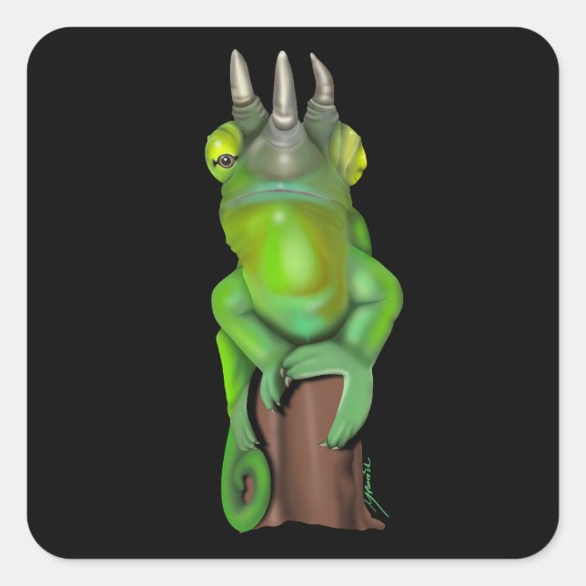 Jackson's Chameleon Quadratischer Aufkleber (Vorderseite)