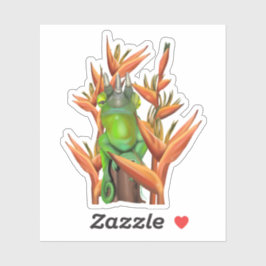 Jackson's Chameleon unter dem Vogel des Paradieses Aufkleber