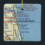 Jacksonville Beach FL Vintage Karte Keramikornament<br><div class="desc">Jacksonville Beach FL Weihnachtsschmuck mit 1955 Karte gemacht.</div>