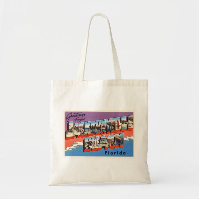 Jacksonville Beach Florida FL Old Travel Souvenir Tragetasche (Vorne)