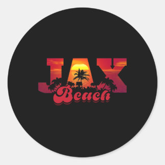 Jacksonville Beach Vacation Florida Sunset Palm Ja Runder Aufkleber
