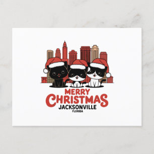 Jacksonville City Florida Merry Christmas Cats USA Postkarte
