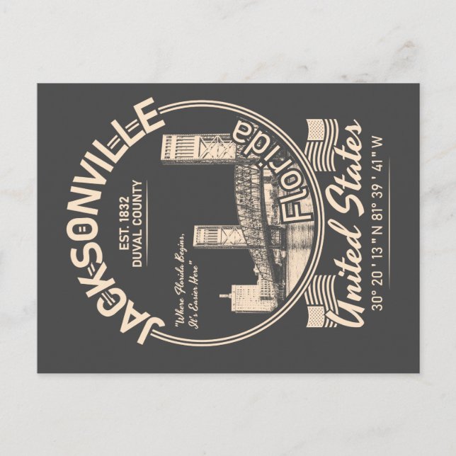 JACKSONVILLE CITY - FLORIDA VINTAG POSTKARTE (Vorderseite)