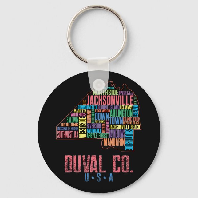 Jacksonville Duval Landkreis Florida USA Karte Schlüsselanhänger (Vorderseite)