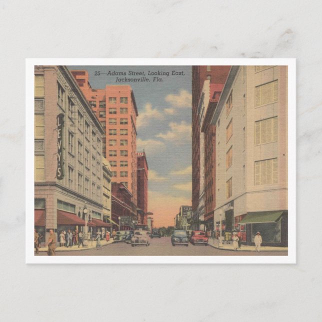 Jacksonville FL, Adams Street View, 1955 Postkarte (Vorderseite)