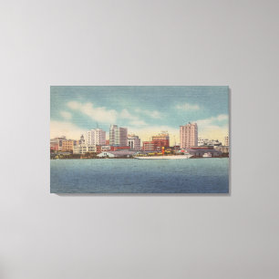 Jacksonville, FL - Ansicht der Wasser-Front u. der Leinwanddruck