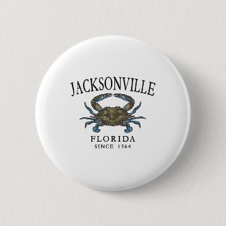 Jacksonville Fl Blue Crab Seit 1564 Arched Black Button