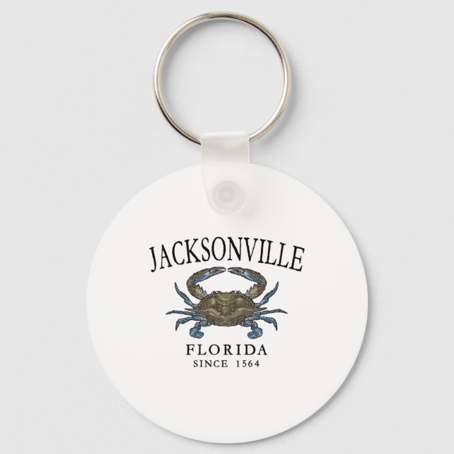 Jacksonville Fl Blue Crab Seit 1564 Arched Black Schlüsselanhänger (Vorderseite)