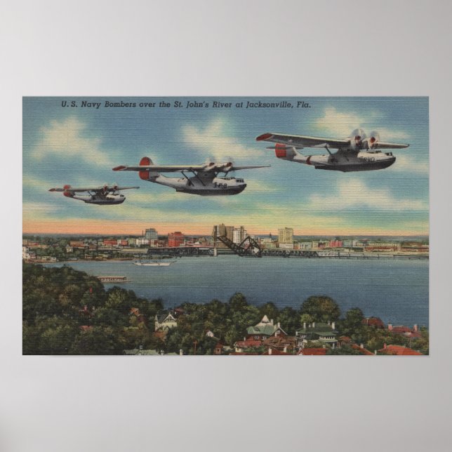 Jacksonville, FL - Navy Bombers über St. John's Poster (Vorne)