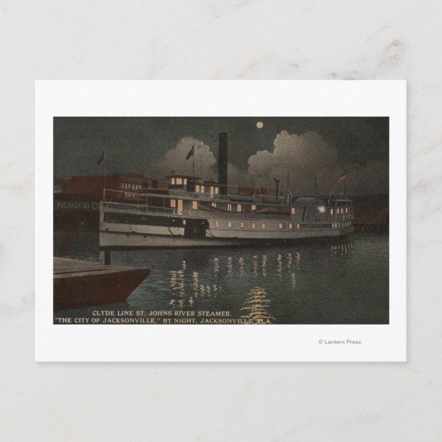 Jacksonville, FL - Night View St. Johns River Postkarte (Vorderseite)