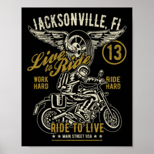 Jacksonville Fl Usa Distressed Style Motorrad De Poster