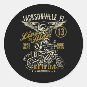 Jacksonville Fl Usa Distressed Style Motorrad De Runder Aufkleber