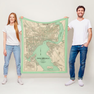 Jacksonville FL Vintage Karte Fleecedecke