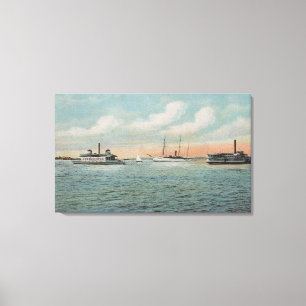 Jacksonville, Florida - Ansicht des Hafens mit Leinwanddruck