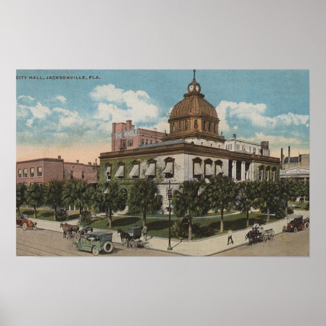 Jacksonville, Florida - Außenansicht der Stadt Poster (Vorne)