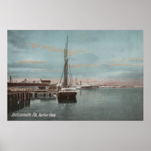 Jacksonville, Florida - Aussicht auf den Hafen mit Poster