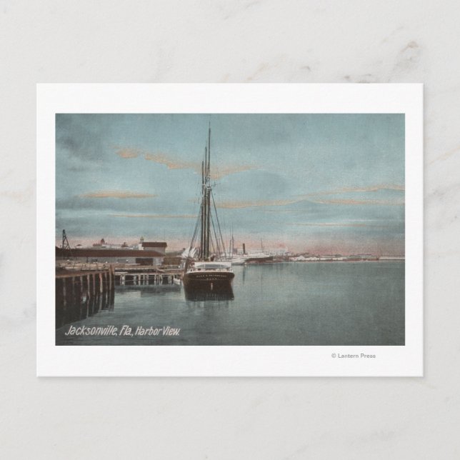 Jacksonville, Florida - Aussicht auf den Hafen mit Postkarte (Vorderseite)