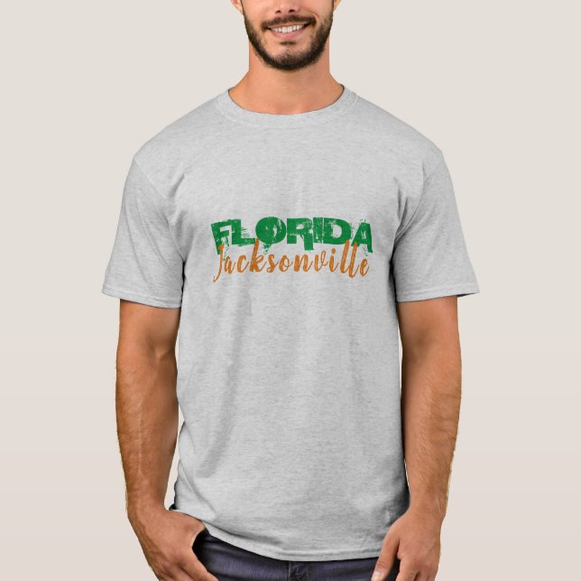 Jacksonville Florida Dualer Schriftart T-Shirt (Vorderseite)