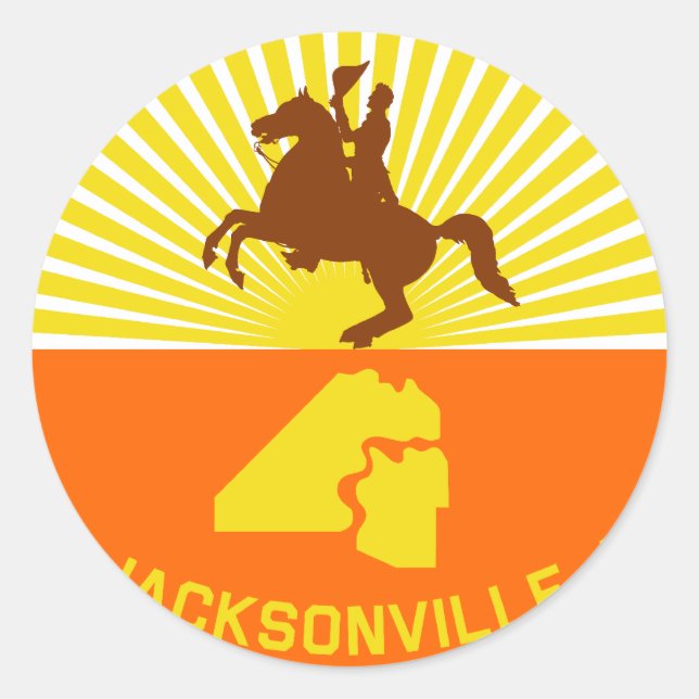 Jacksonville, Florida, Flagge der Vereinigten Staa Runder Aufkleber (Vorderseite)