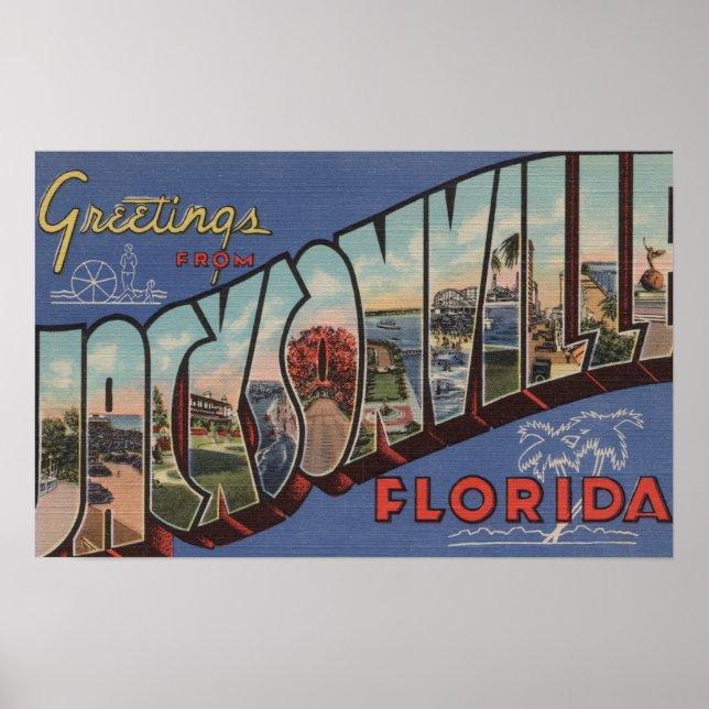 Jacksonville, Florida - Große Buchstabenszenen Poster (Vorne)