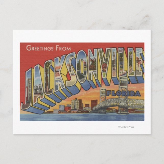 Jacksonville, Florida - Große Buchstabenszenen Postkarte (Vorderseite)
