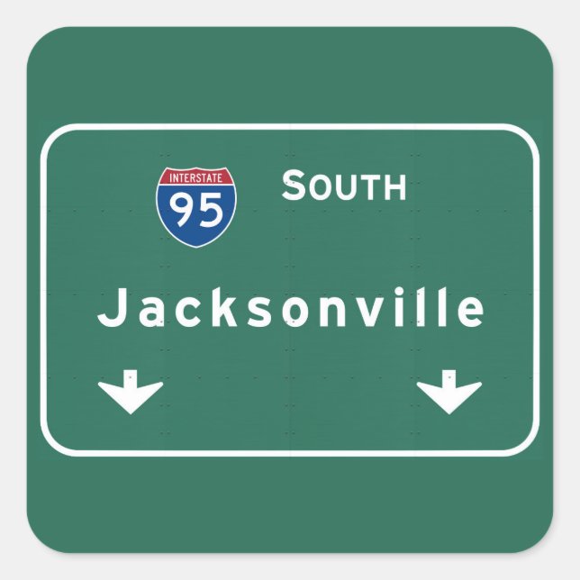 Jacksonville Florida Interstate Highway Freeway: Quadratischer Aufkleber (Vorderseite)