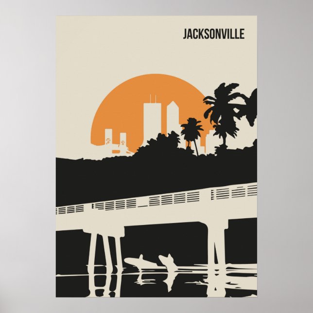 Jacksonville Florida Retro Minimaler Buchabdeckung Poster (Vorne)